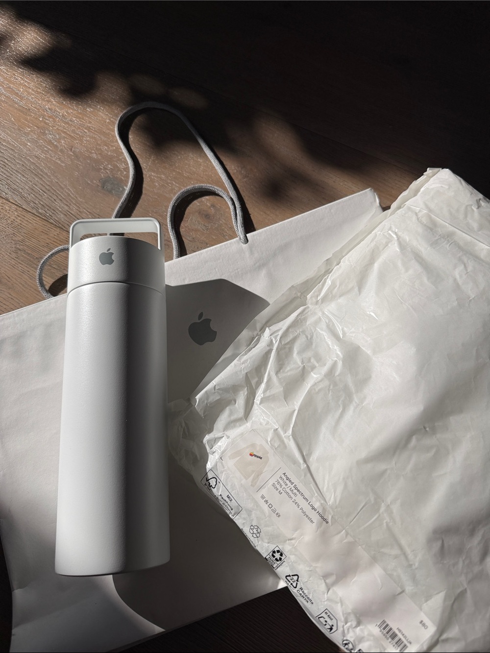 New Apple Park Visitor Center Exclusive Water Bottle & Angled Spectrum Logo Hood